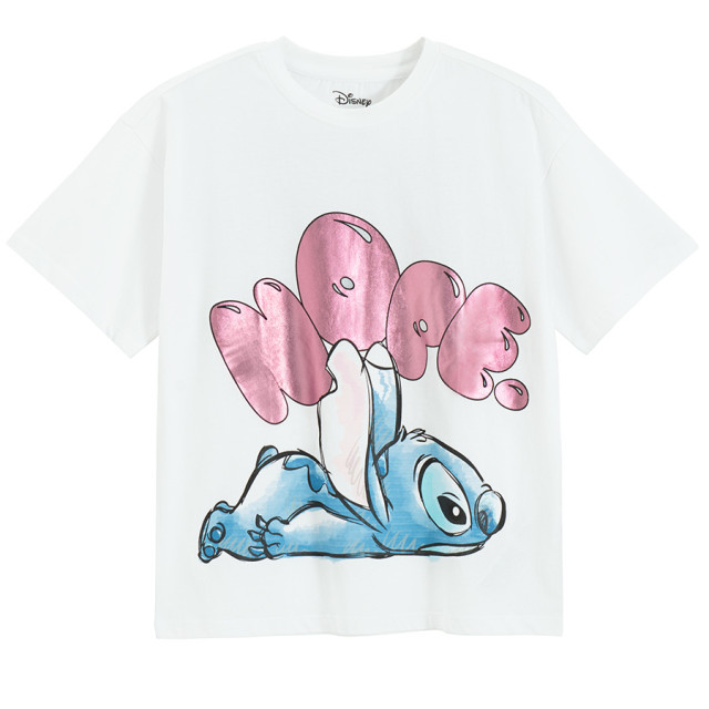 Тениска с къс ръкав LILO & STITCH, цвят: Бял