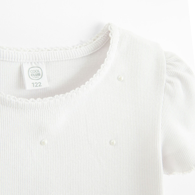 Блуза с къс ръкав, цвят: Бял