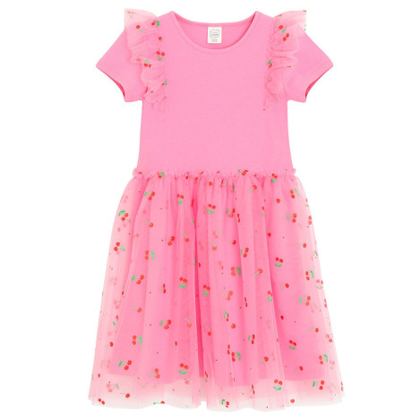 Рокля с къс ръкав, цвят: Розов