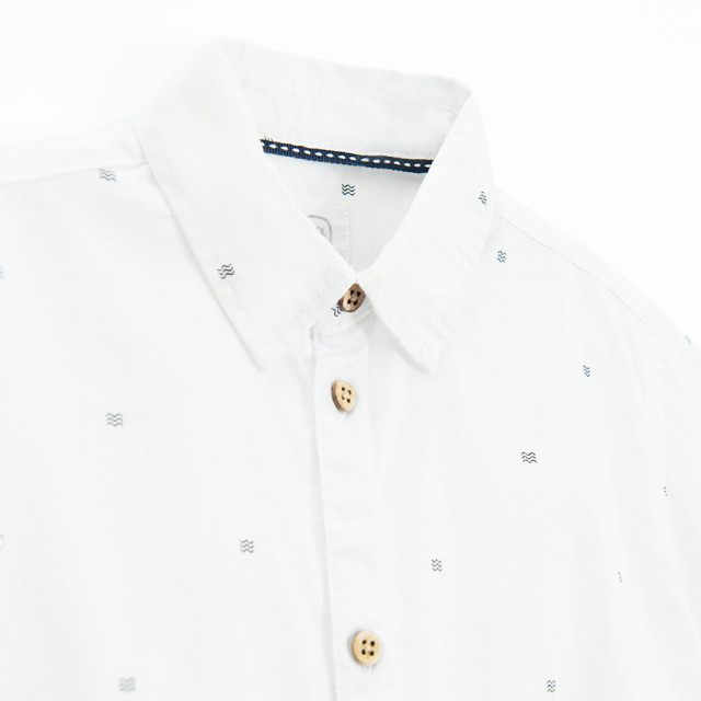 Риза с къс ръкав, цвят: Бял