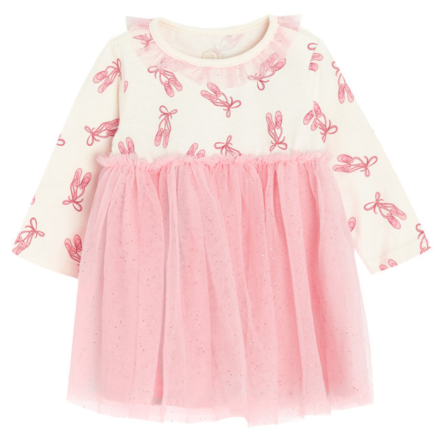 Рокля с дълъг ръкав, цвят: Кремав