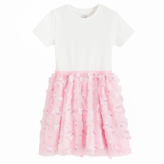 Рокля с къс ръкав, цвят: Розов