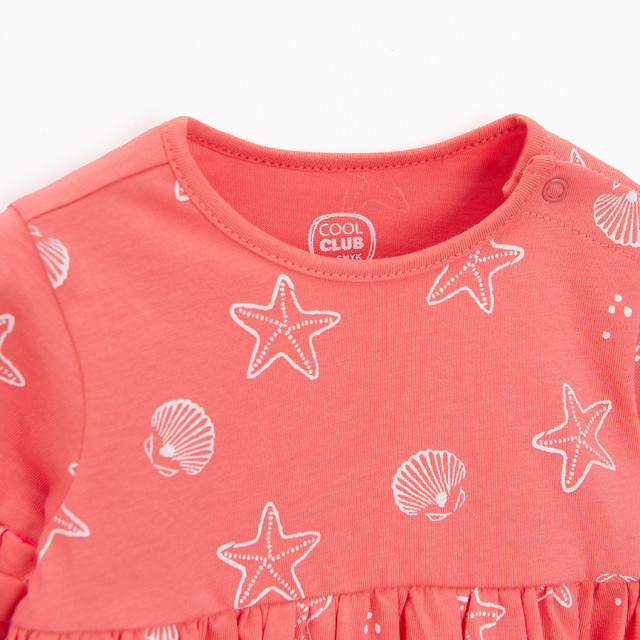 Рокля с дълъг ръкав, цвят: Коралов