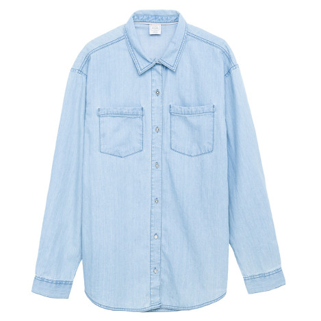 Риза с дълъг ръкав, цвят: Деним