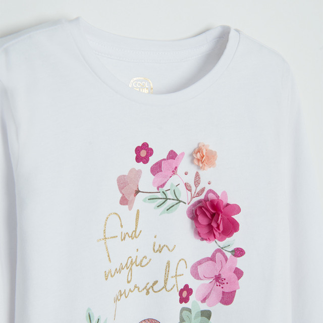 Тениска с дълъг ръкав, цвят: Бял