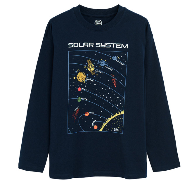 Тениска с дълъг ръкав, цвят: Тъмно син