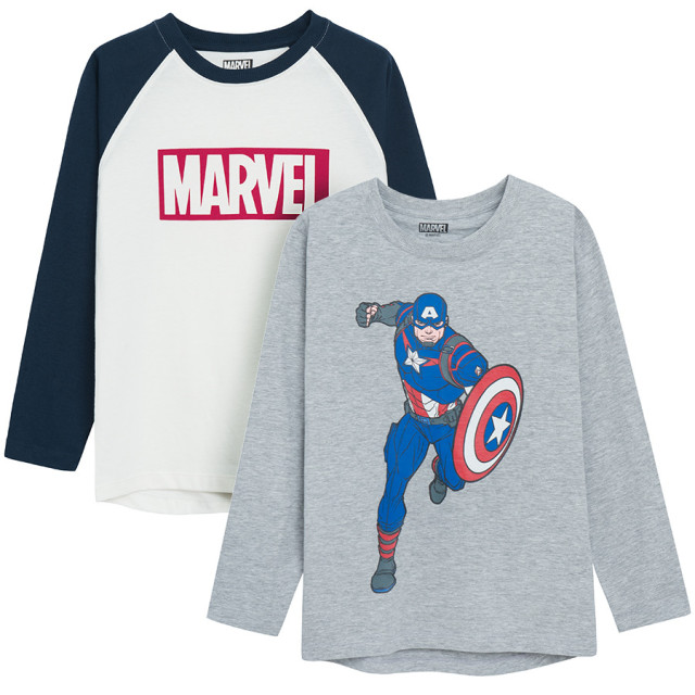 Тениска с дълъг ръкав 2бр. MARVEL COMICS, цвят: Микс