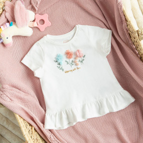 Блуза с къс ръкав, цвят: Бял