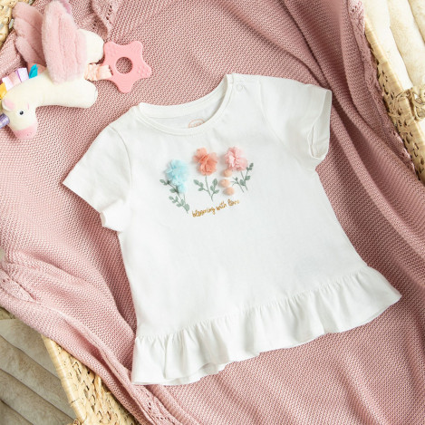 Блуза с къс ръкав, цвят: Бял