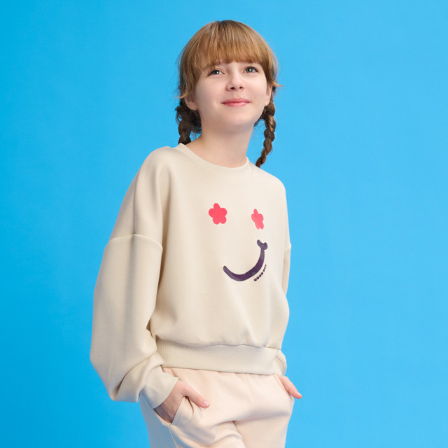 Блуза с дълъг ръкав, цвят: Кремав