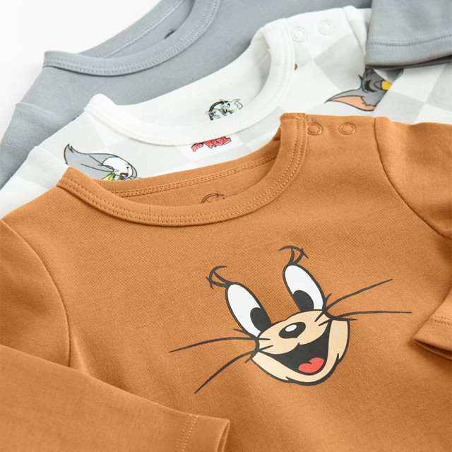 Боди с дълъг ръкав 3бр. TOM AND JERRY, цвят: Микс