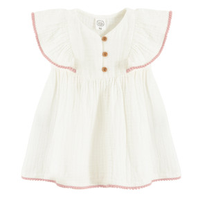 Рокля с къс ръкав, цвят: Кремав