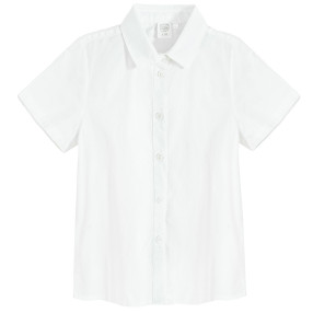 Риза с къс ръкав, цвят: Бял