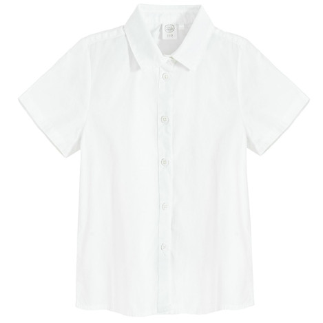 Риза с къс ръкав, цвят: Бял