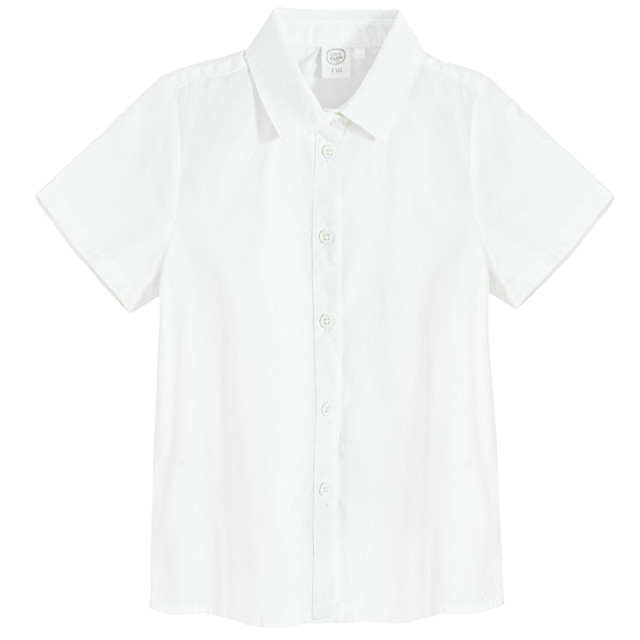Риза с къс ръкав, цвят: Бял