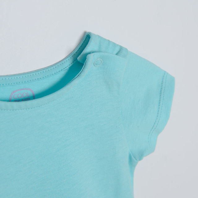 Рокля с къс ръкав, цвят: Тюркоазен