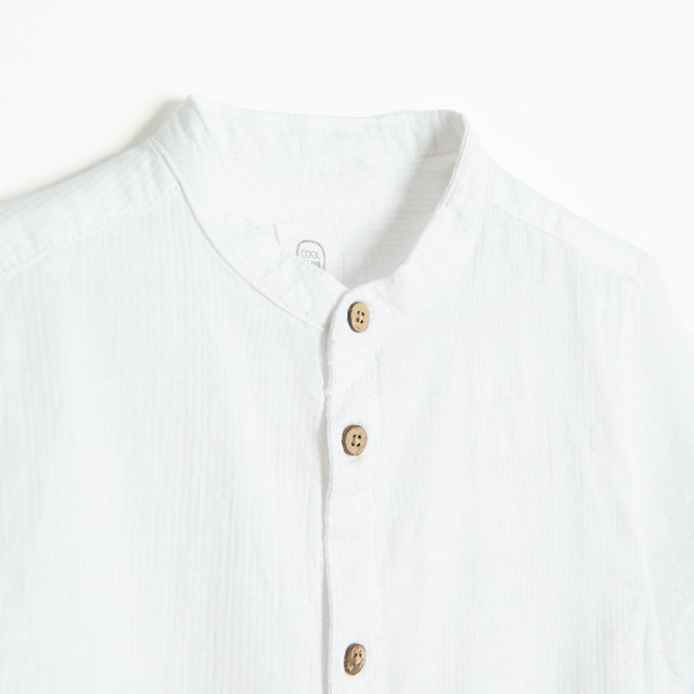 Риза с къс ръкав, цвят: Бял