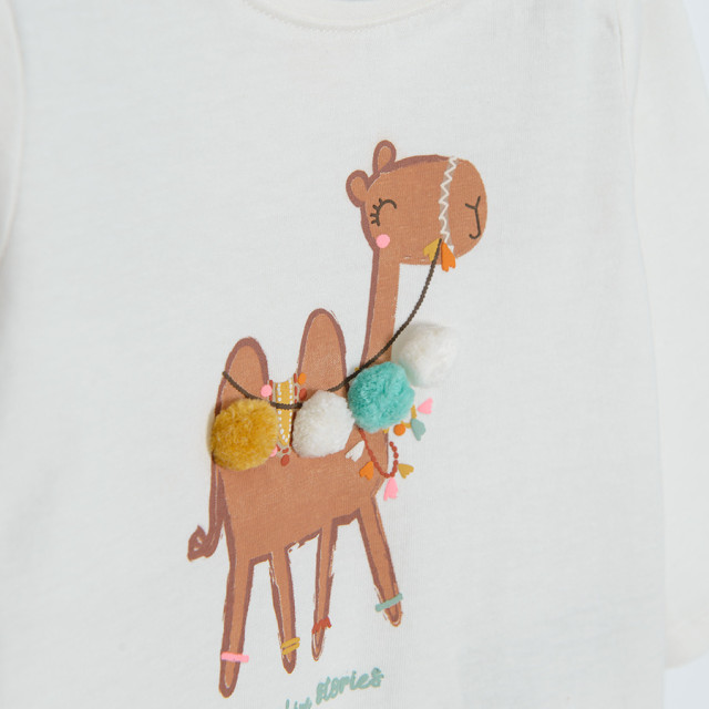 Тениска с дълъг ръкав, цвят: Кремав