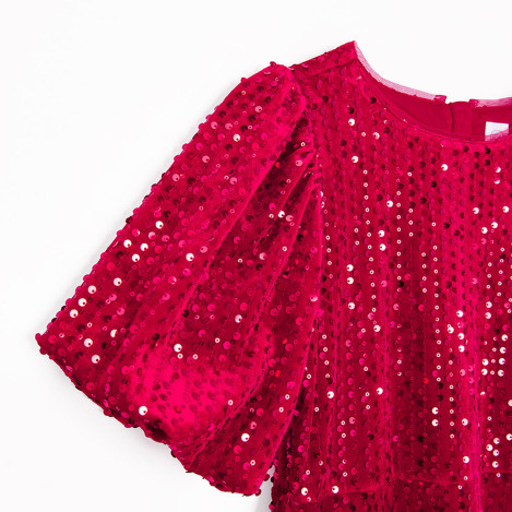 Рокля с къс ръкав, цвят: Червен