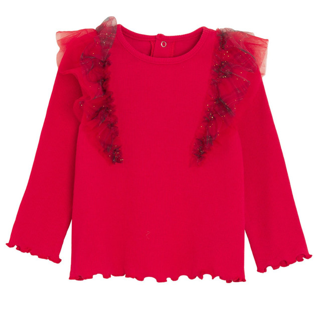 Блуза с дълъг ръкав, цвят: Червен
