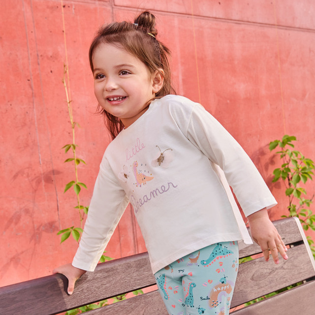 Тениска с дълъг ръкав, цвят: Кремав