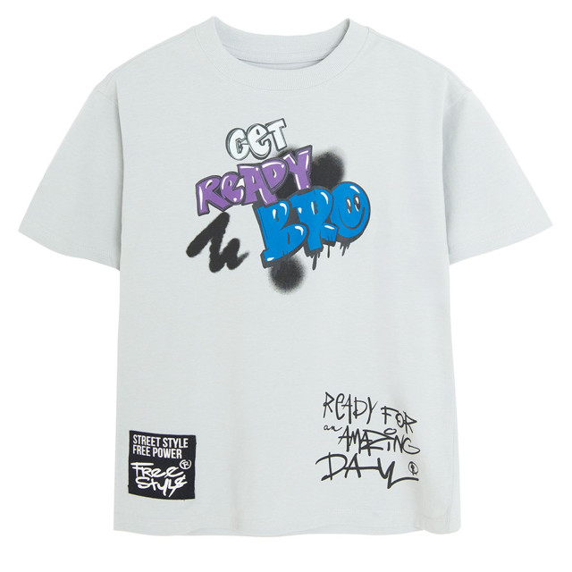 Тениска с къс ръкав, цвят: Светло сив