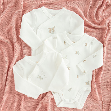 Боди с дълъг ръкав 3бр., цвят: Бял