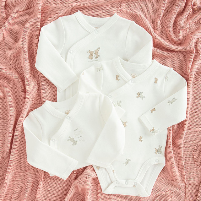 Боди с дълъг ръкав 3бр., цвят: Бял