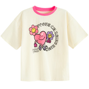 Тениска с къс ръкав SMILEY, цвят: Кремав