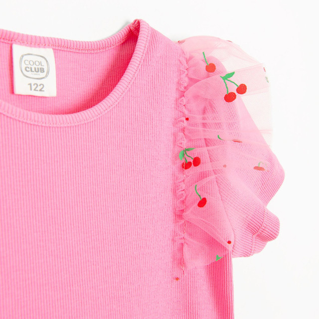 Рокля с къс ръкав, цвят: Розов