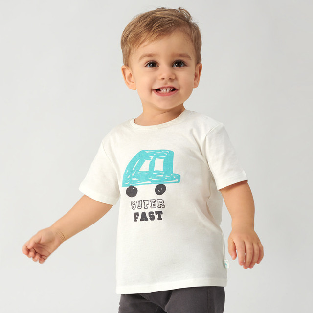 Тениска с къс ръкав, цвят: Кремав