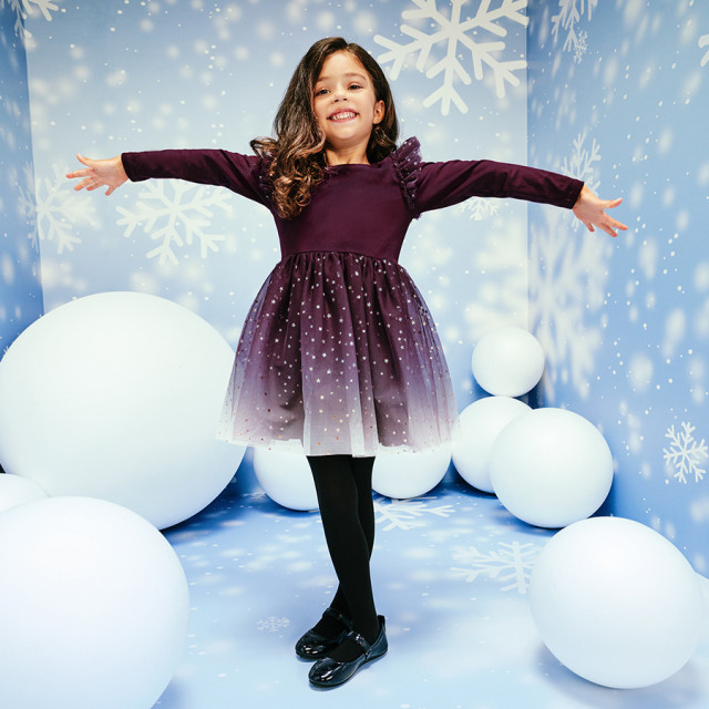 Рокля с дълъг ръкав, цвят: Бургунди