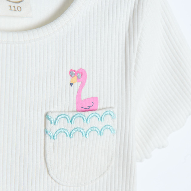 Тениска с къс ръкав, цвят: Кремав