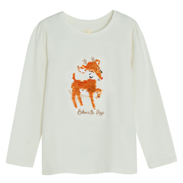 Блуза с дълъг ръкав, цвят: Кремав