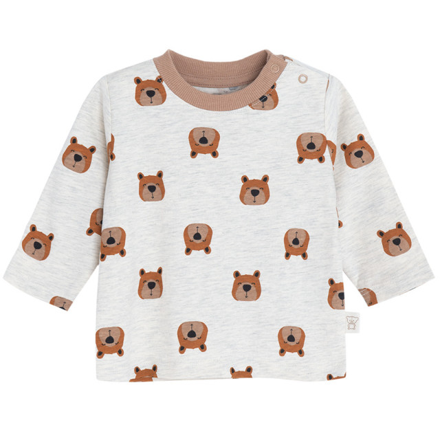 Тениска с дълъг ръкав, цвят: Бежов меланж