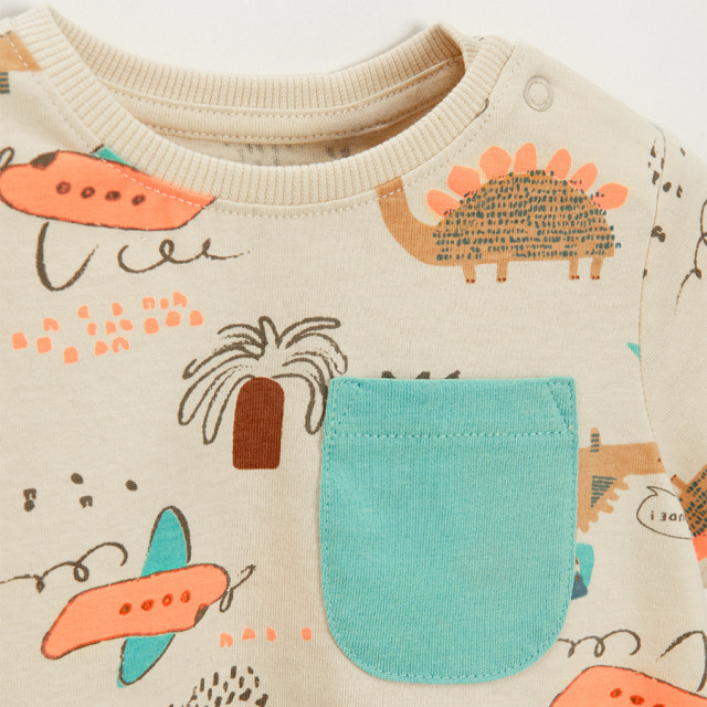 Тениска с къс ръкав, цвят: Кремав