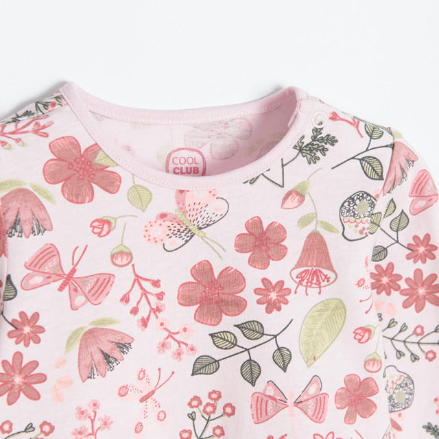 Рокля с дълъг ръкав, цвят: Светло розов