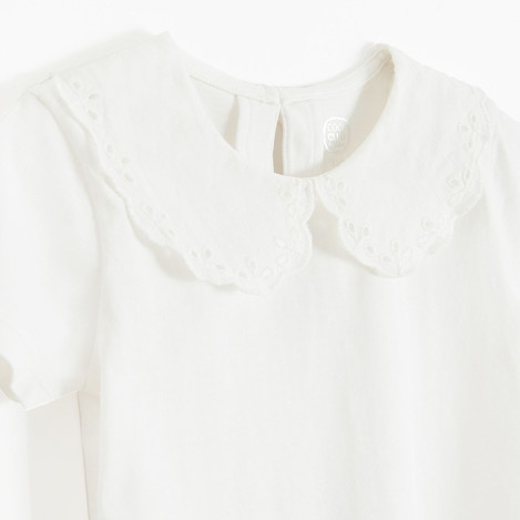 Блуза с къс ръкав, цвят: Бял
