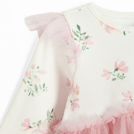 Рокля с дълъг ръкав, цвят: Кремав