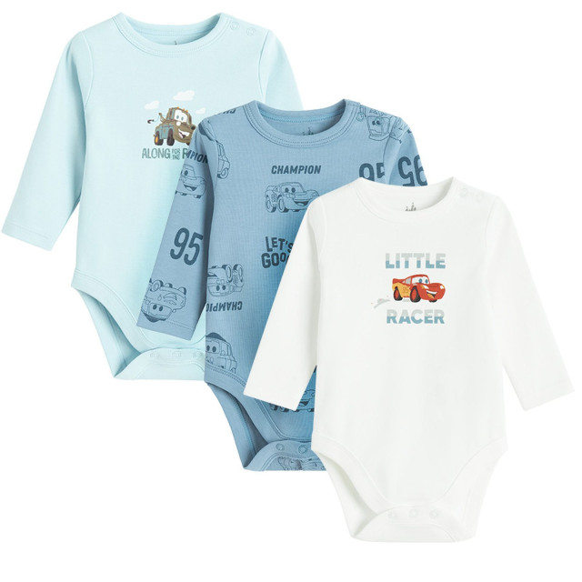 Боди с дълъг ръкав 3бр. CARS, цвят: Микс