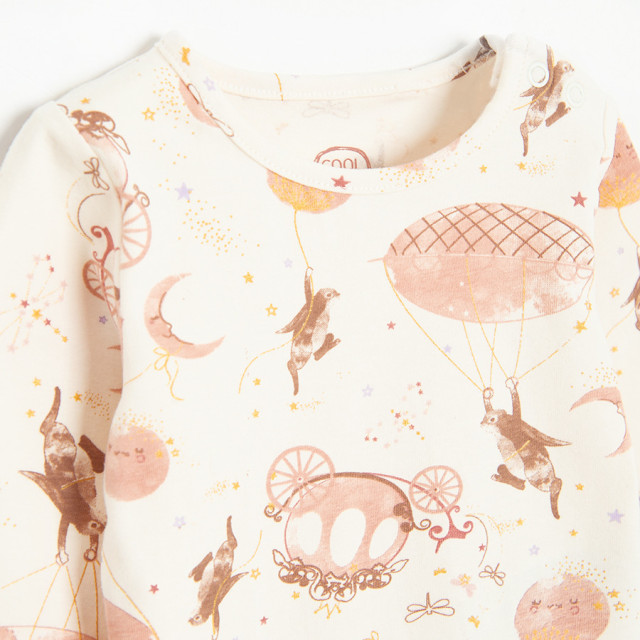 Боди с дълъг ръкав, цвят: Кремав