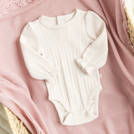 Боди с дълъг ръкав, цвят: Бежов