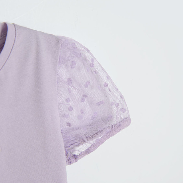 Блуза с къс ръкав, цвят: Виолетов