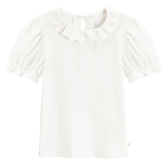 Блуза с къс ръкав, цвят: Бял