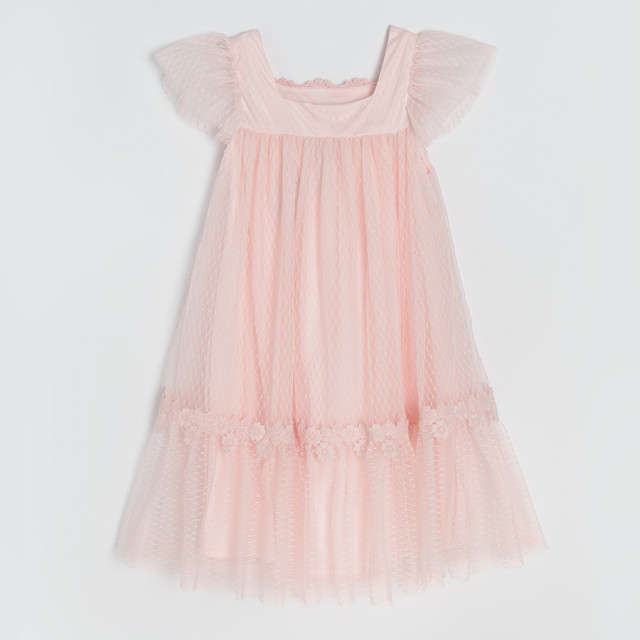 Рокля с къс ръкав, цвят: Светло розов