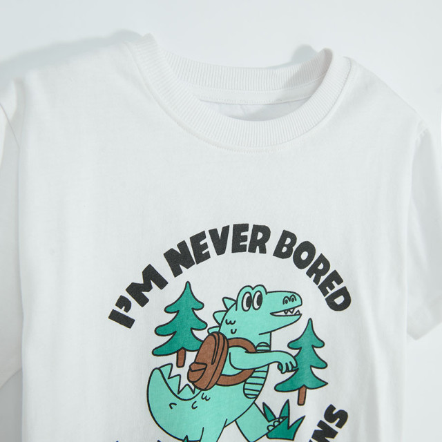 Тениска с къс ръкав, цвят: Екрю