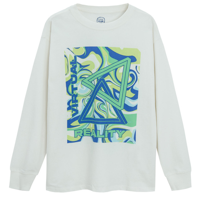 Блуза с дълъг ръкав, цвят: Бял