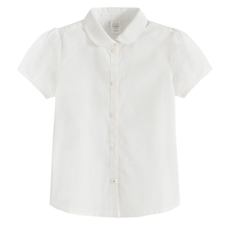 Риза с къс ръкав, цвят: Бял