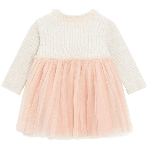 Рокля с дълъг ръкав, цвят: Бежов меланж