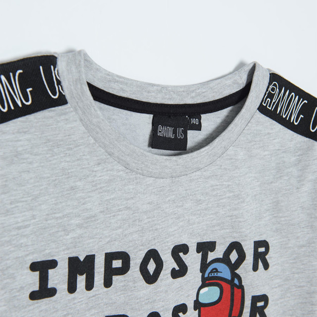 Тениска с къс ръкав AMONG US, цвят: Сив меланж